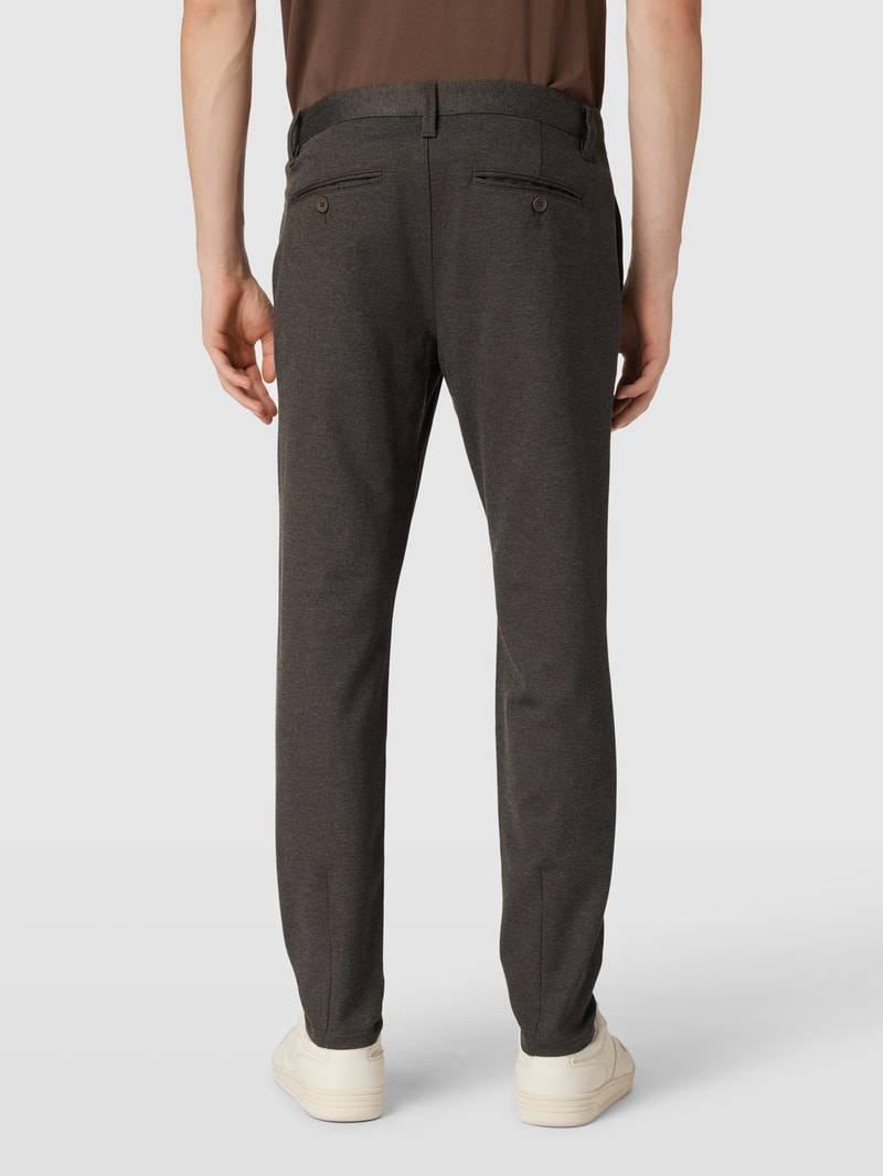 Tapered Fit Stoffhose mit feinem Allover-Muster Modell 'Mark' in mittelbraun