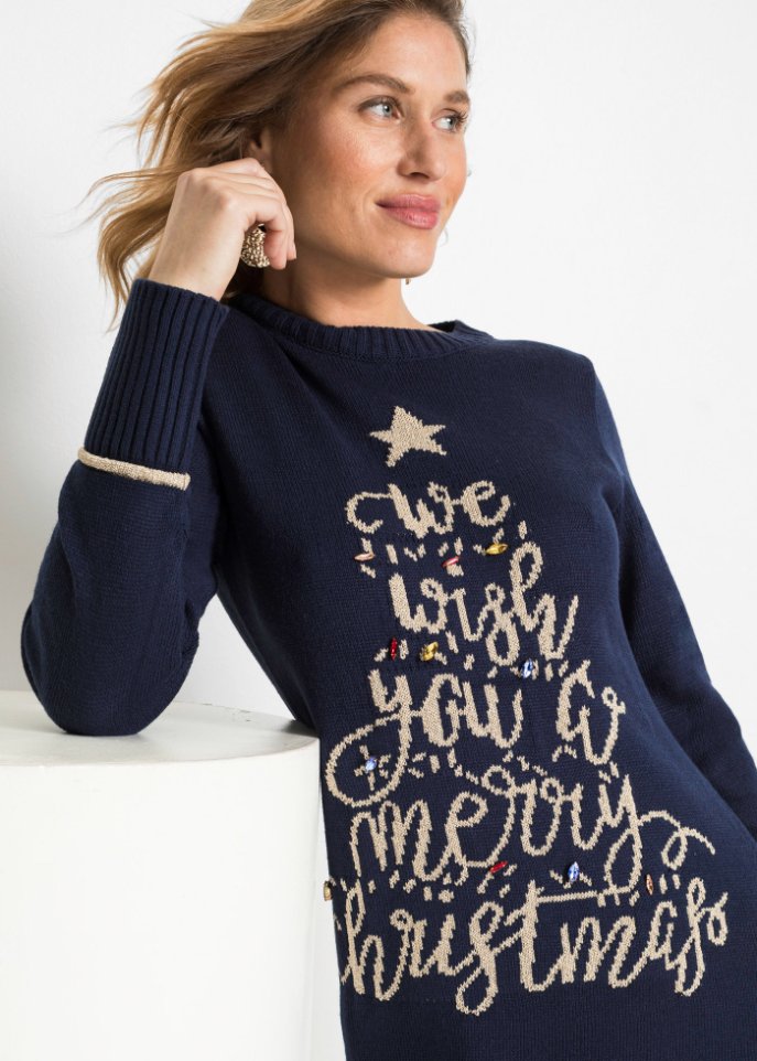 Strickkleid mit Weihnachtsmotiv