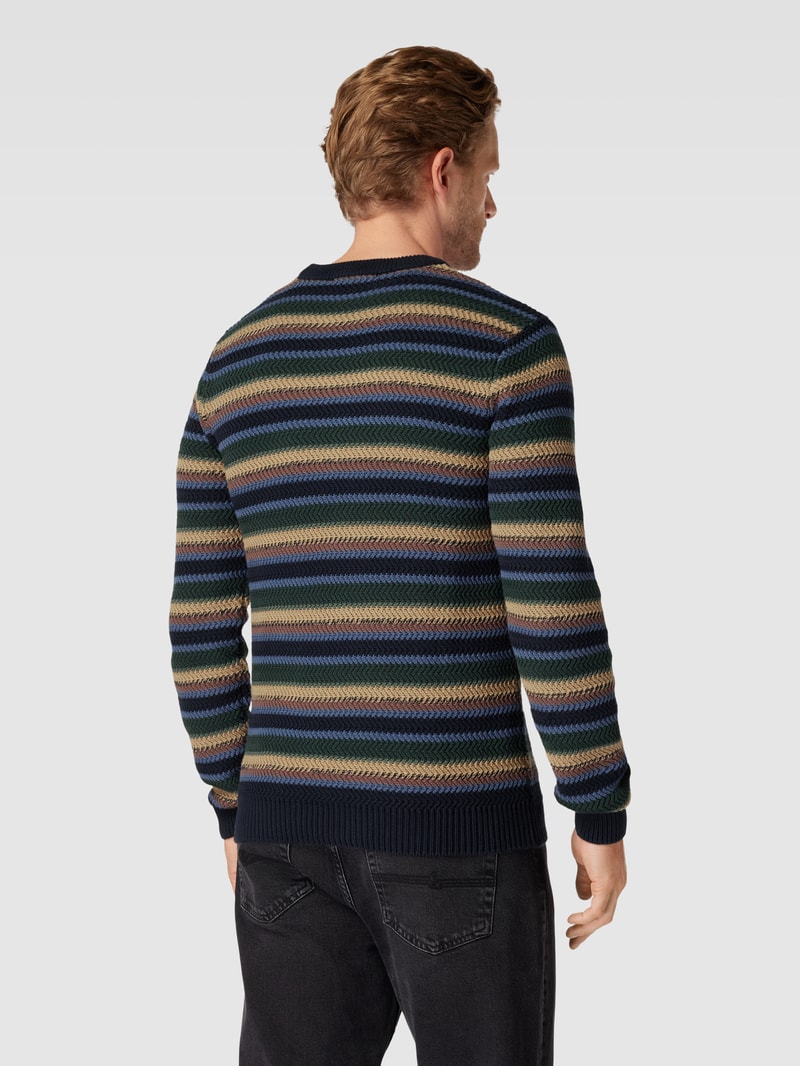 Strickpullover mit Rundhalsausschnitt Modell 'SOHO' in dunkelblau