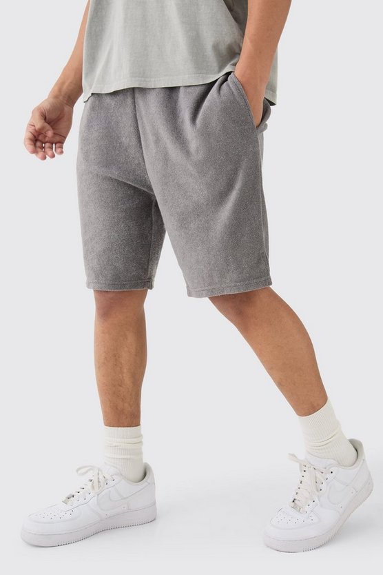 Lockere Frottee-Shorts mit geteiltem Saum