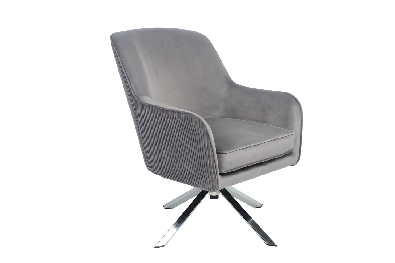 Happy Home Happy Home Drehsessel mit Samtbezug HWP63-GRA grau