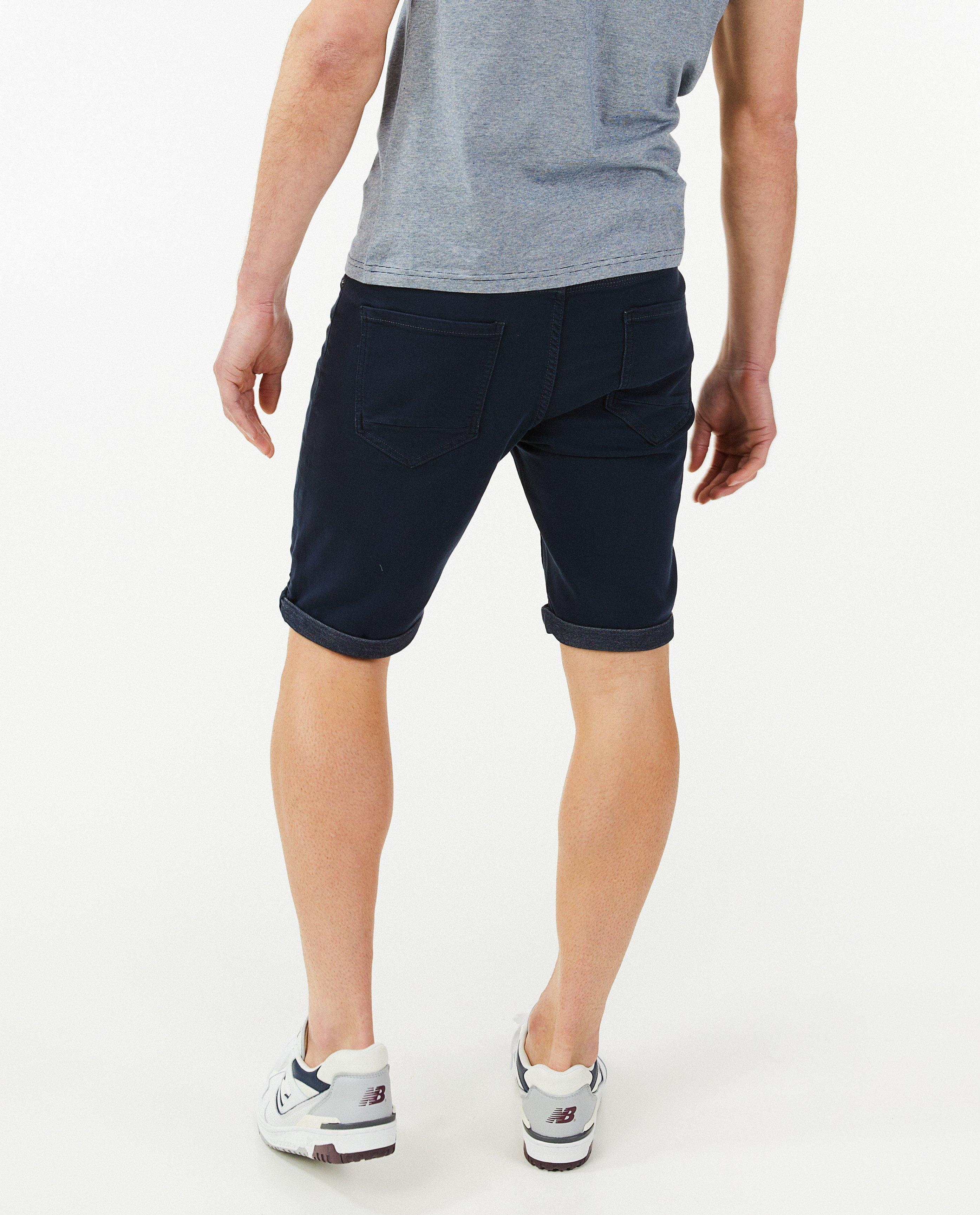 Pantaloni scurți de quarterback cu 5 buzunare, croială slim, albastru închis