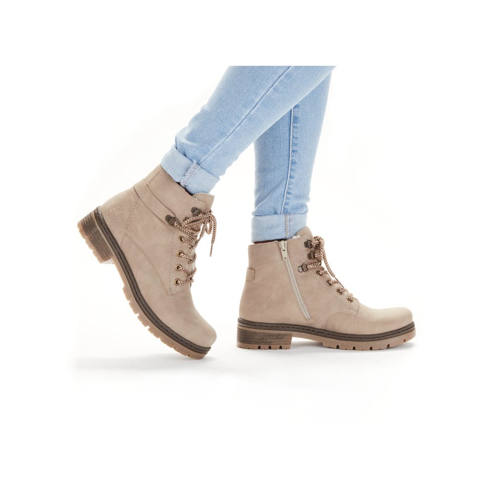 Rieker Damen Schnürstiefel hellbeige