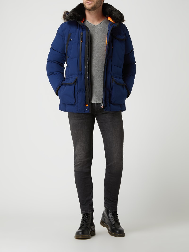 Steppjacke mit Kunstpelzkragen Modell 'MARVELLOUS' in royalblau