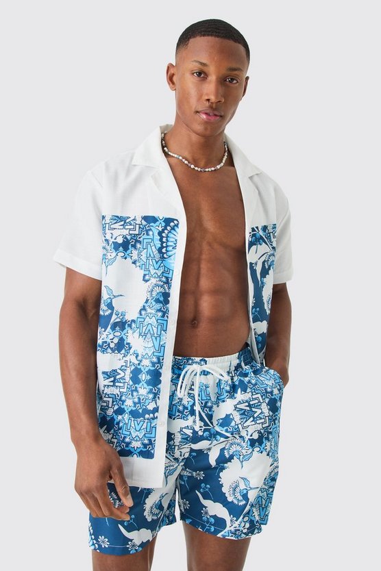 Gemustertes Hemd und Badehose