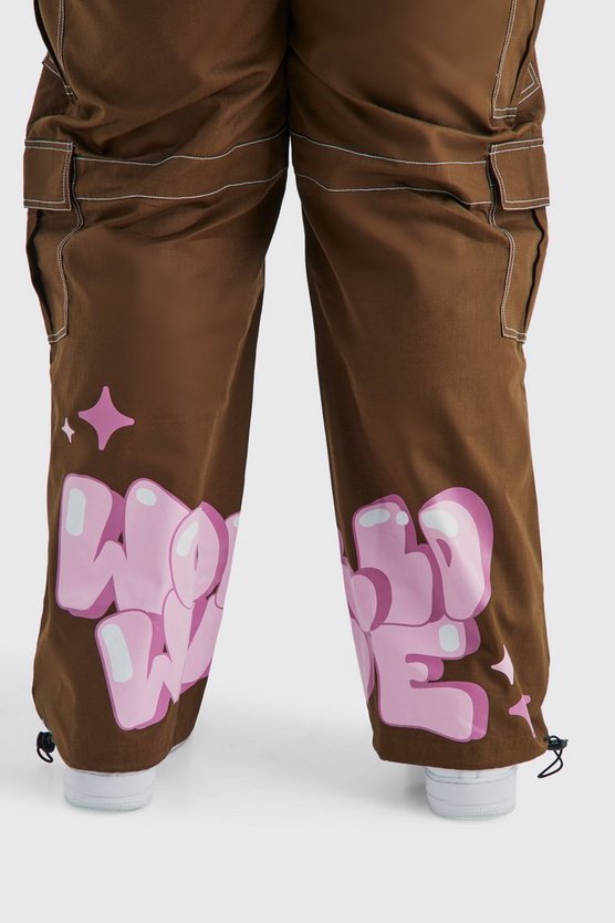 Plus lockere Ripstop Cargo-Hose mit Graffiti-Print