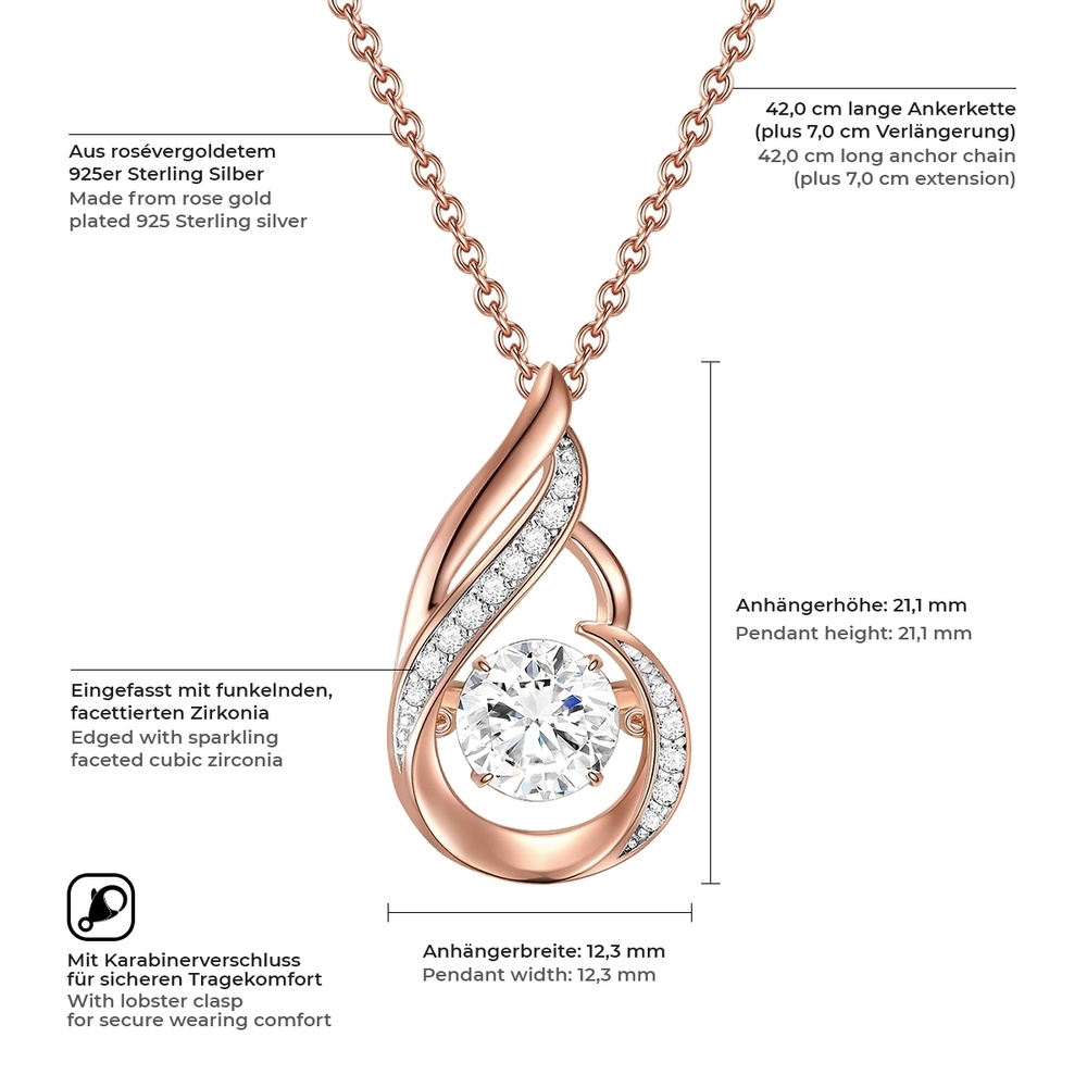 Rafaela Donata Collier en argent Argent sterling Oxyde de zirconium (CZ) en Or rose collier