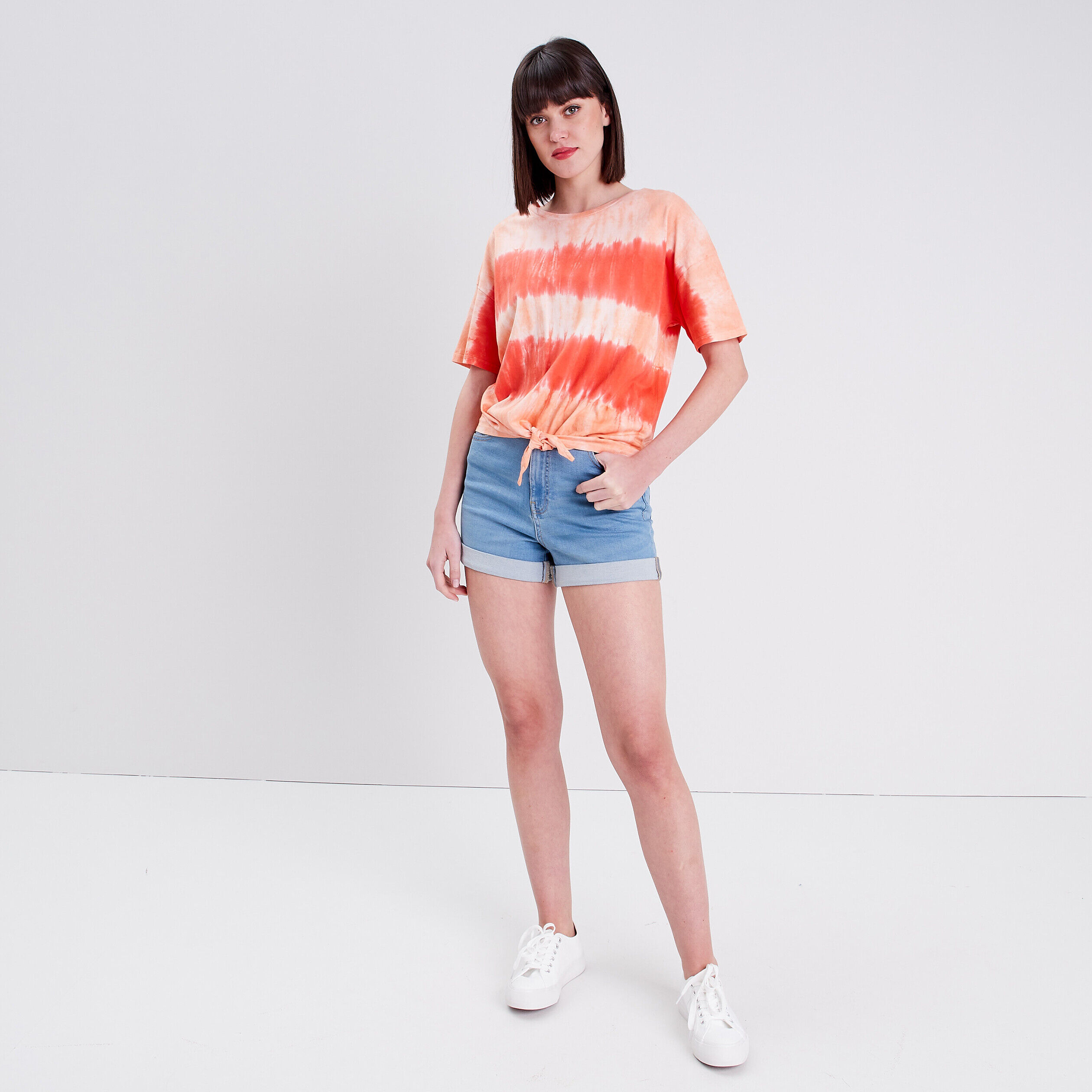 T-shirt large manches courtes ecru femme | Cache Cache