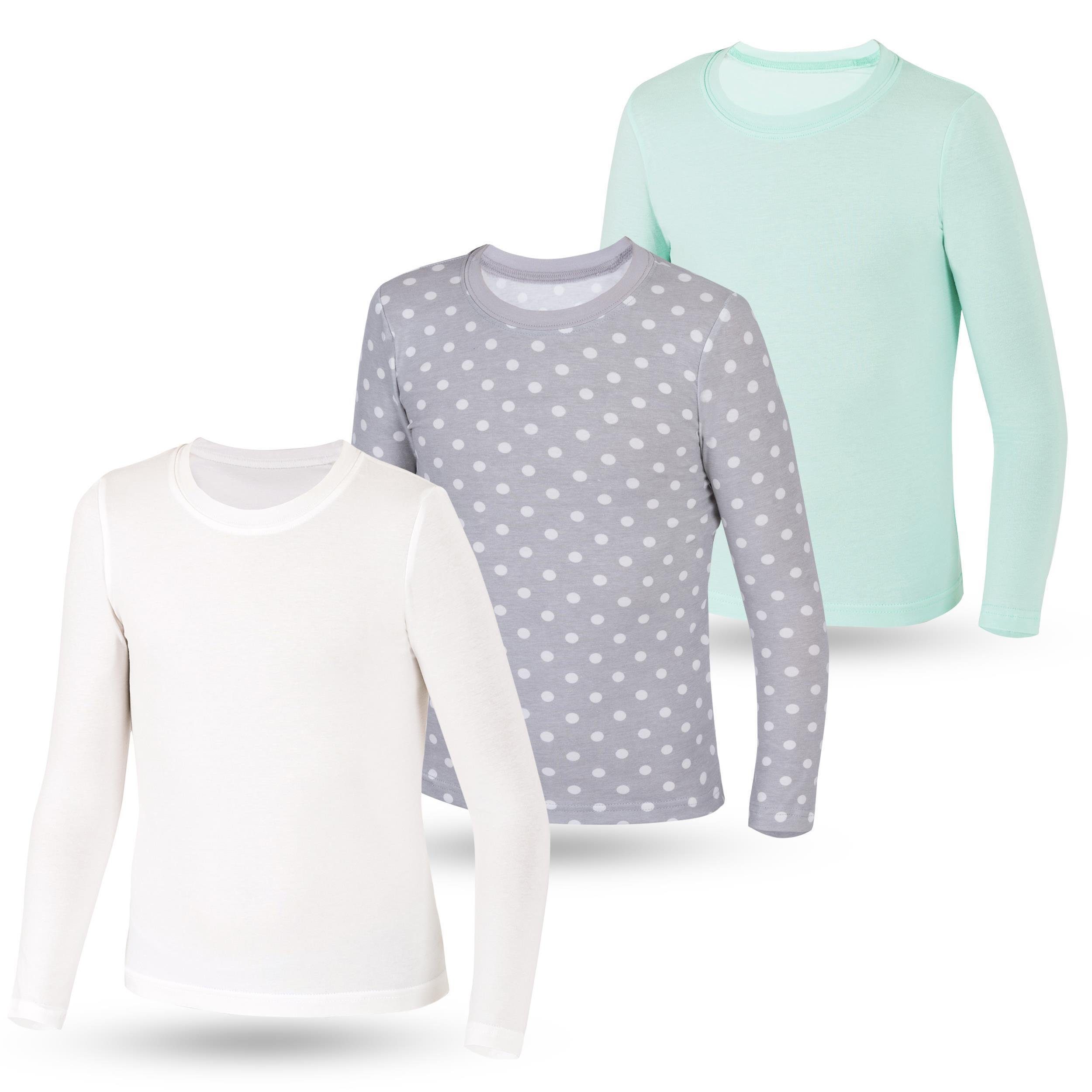 LOREZA Unterhemd 3er Pack Kinder Mädchen Langarmshirts Unterhemden Body Shirt (Set, 3-St)