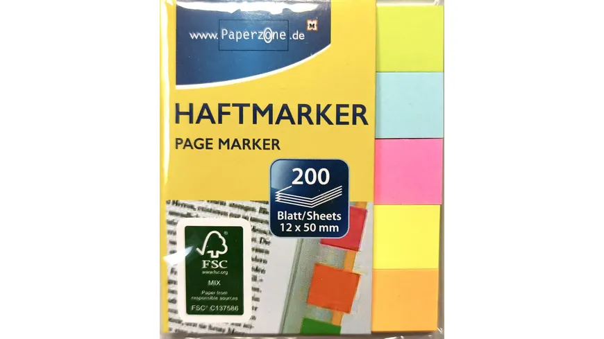 PAPERZONE Haftmarker 200 Blatt 12 x 50mm