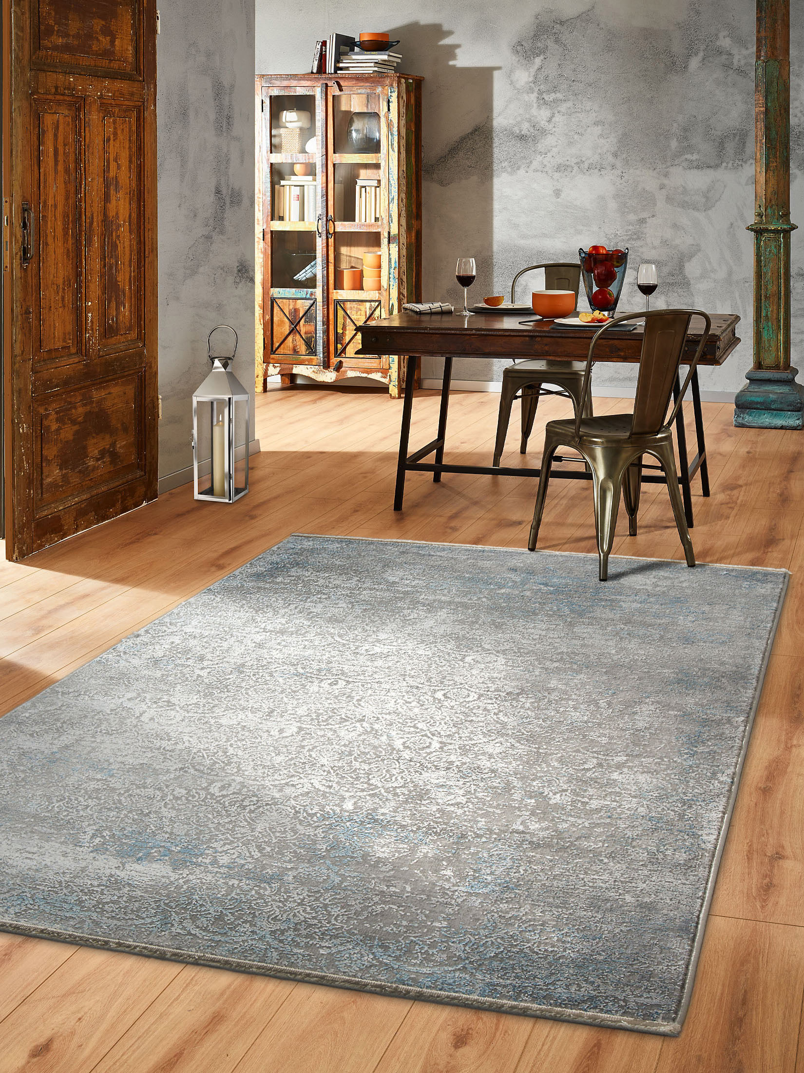 Ilias Vintage-Teppich, Vintage Blau