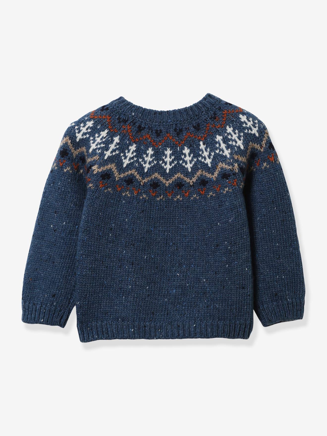 Pull jacquard bébé CYRILLUS bleu roi