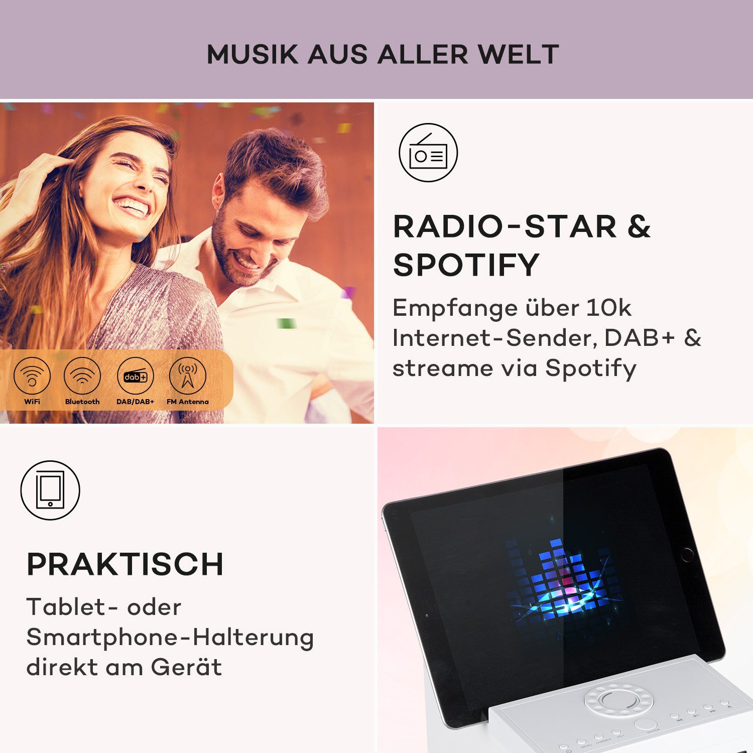 Auna Karaboom 100 Wifi Lautsprecher (Bluetooth;WLAN, 60 W)