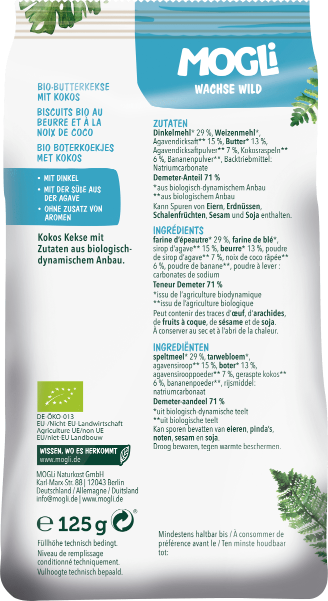 Kinderkekse Kokos ab 3 Jahren, 125 g
