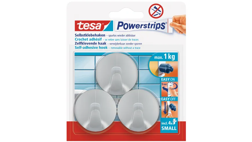 tesa Powerstrips® Haken ablösbar chrom