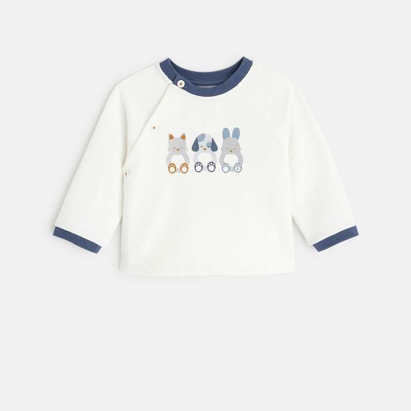 Sweat molleton et pantalon maille côtelée bleu naissance