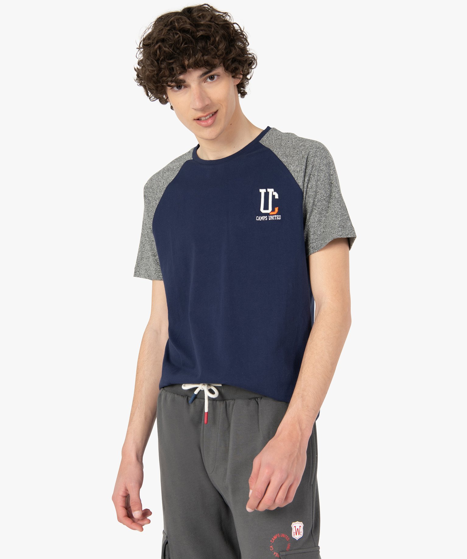 Tee-shirt homme à manches courtes contrastantes – Camps U... bleu | GEMO