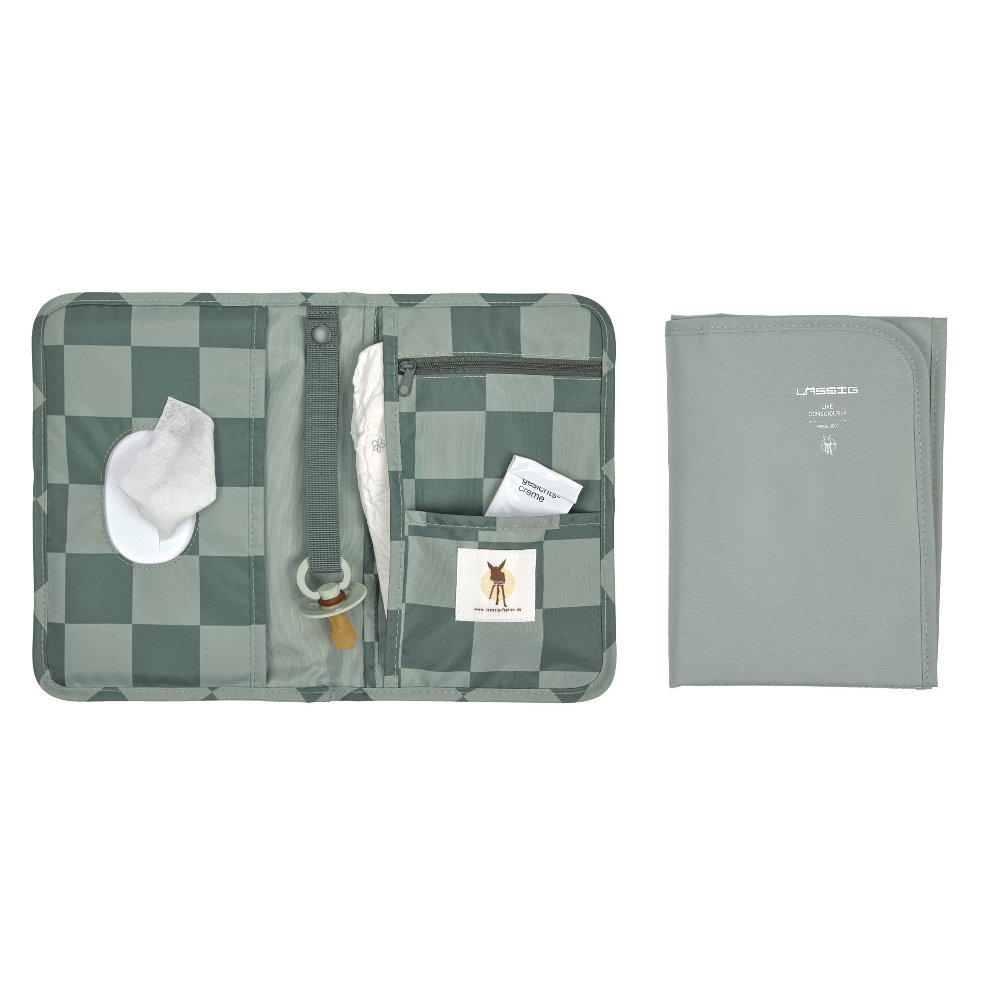 Windeltasche - kleine Wickeltasche, Grün Oliv