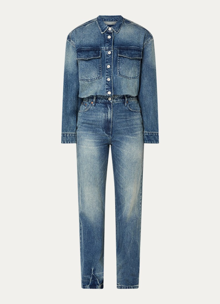 Denham Nayoko straight fit denim jumpsuit with chest pockets
