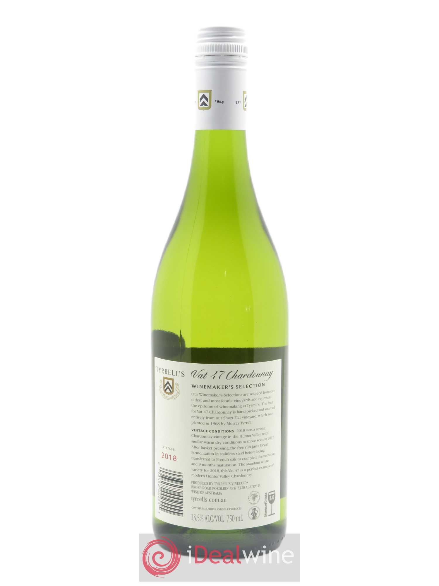 Hunter Valley Tyrrell's Wines VAT 47 Chardonnay  2018 - Lot de 1 Bouteille