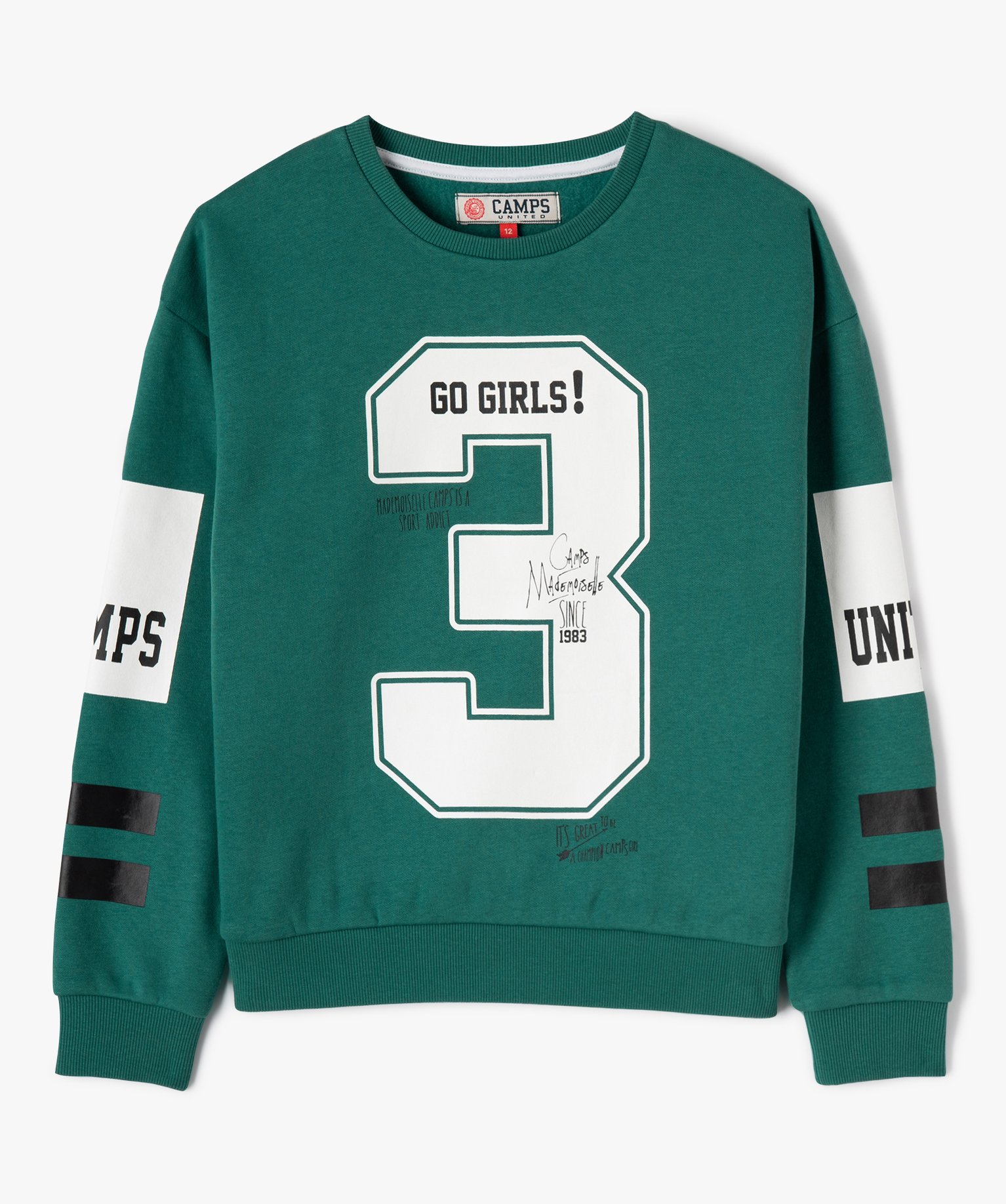 Sweat molletonné avec motif XXL fille - Camps United vert | GEMO