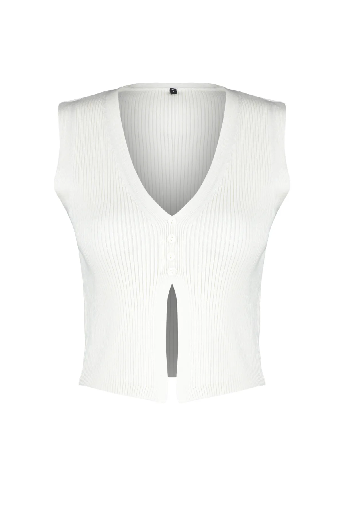 Trendyol Collection  Ecru Crop Premium/Special Yarn Top Strickbluse TWOSS24BZ00258