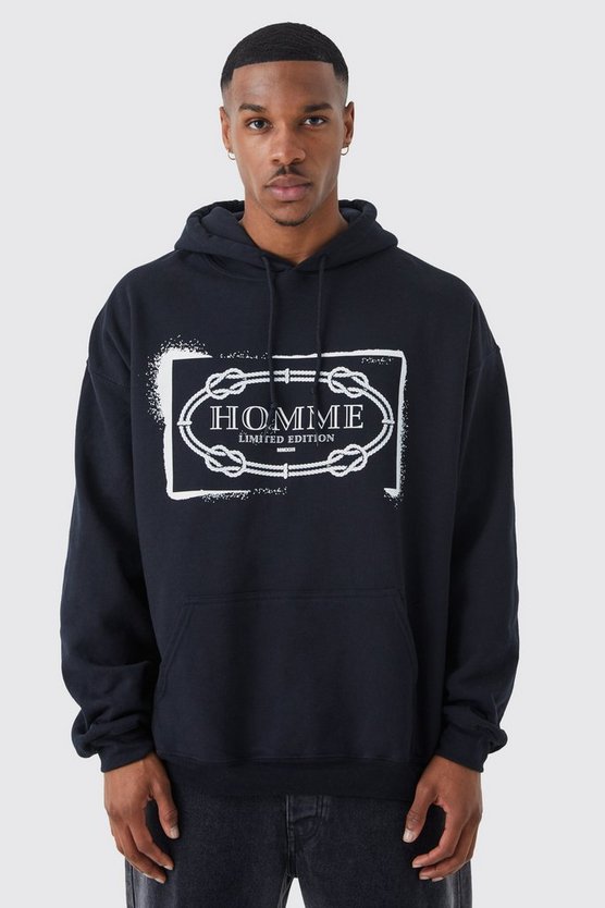 Oversize Hoodie mit Homme Print