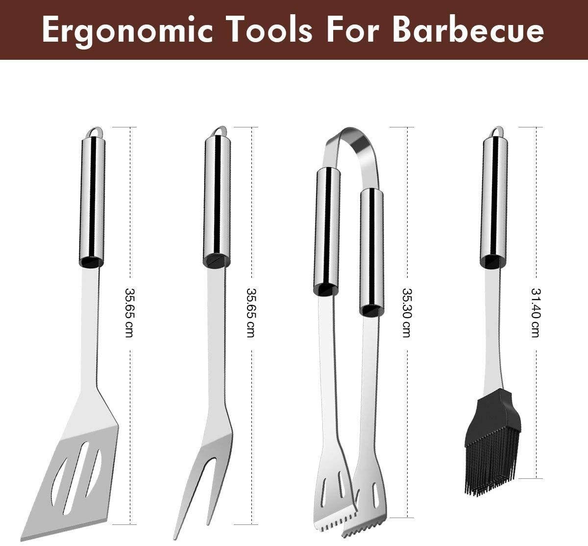 vokarala Grillbesteck-Set VOKARALA Grillbesteck Set 19er Bestecksets BBQ Grillzubehör, Barbecue Sets Grillen Werkzeuge Koffer aus Edelstahl Ideal für Outdoor Picknick Familien Garten Party (19er Grillbesteck), (19 tlg)