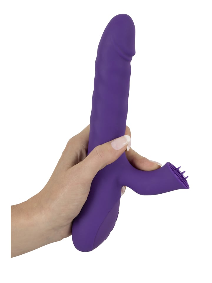 Sweet Smile Stoßvibrator mit Klitorisreizer Thrusting & Rotating Pearl Vibrator in lila günstig kaufen 24 cm
