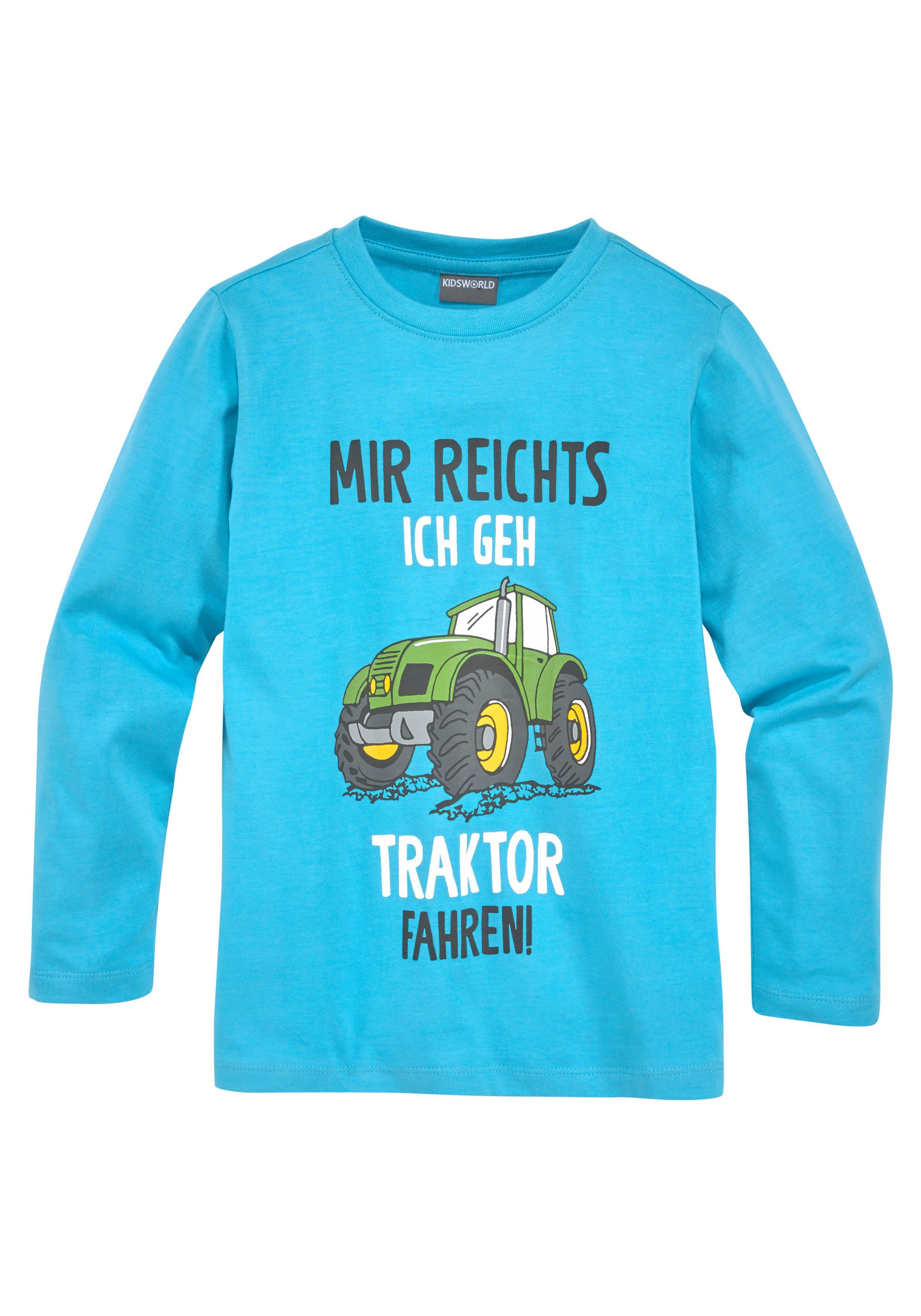 KIDSWORLD Shirt & Hose MIR REICHTS, ICH GEH TRAKTOR FAHREN (Spar-Set, 2-tlg) Langarmshirt+Jogginghose