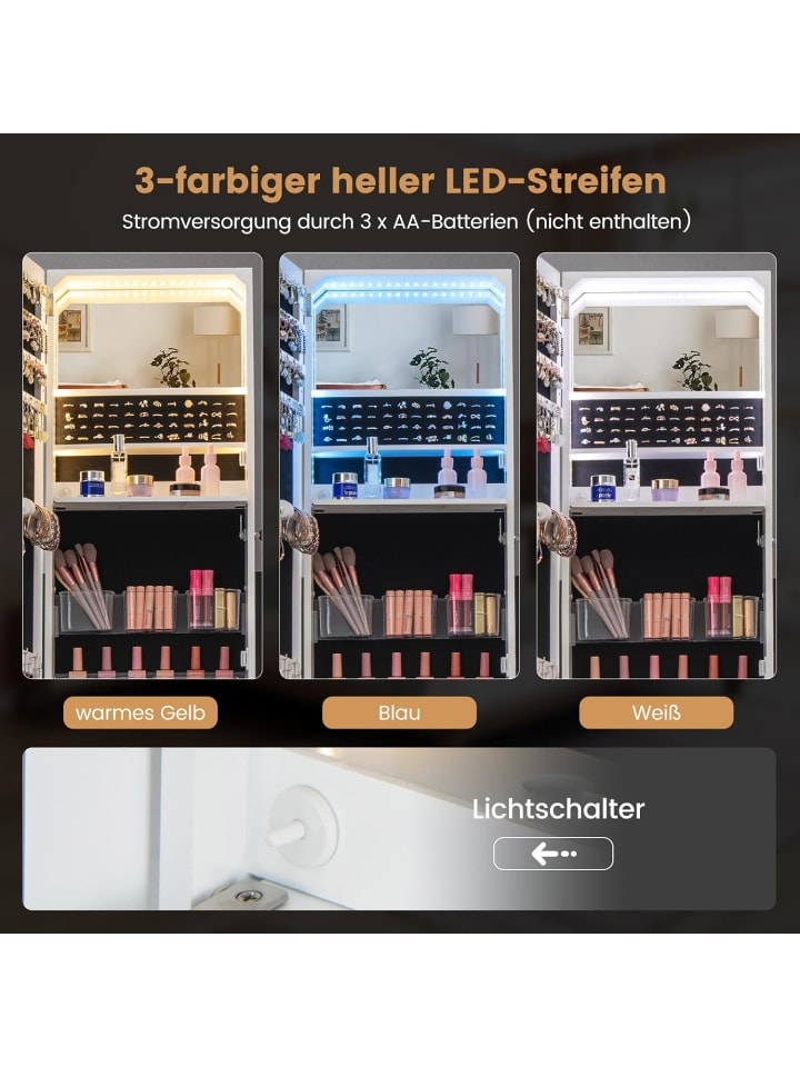 COSTWAY Schmuckschrank mit LED in Weiß günstig kaufen onesize