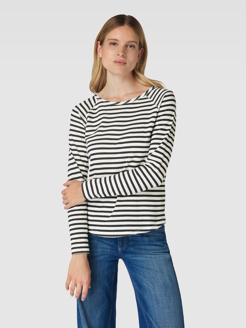 Longsleeve mit Streifenmuster in marineblau