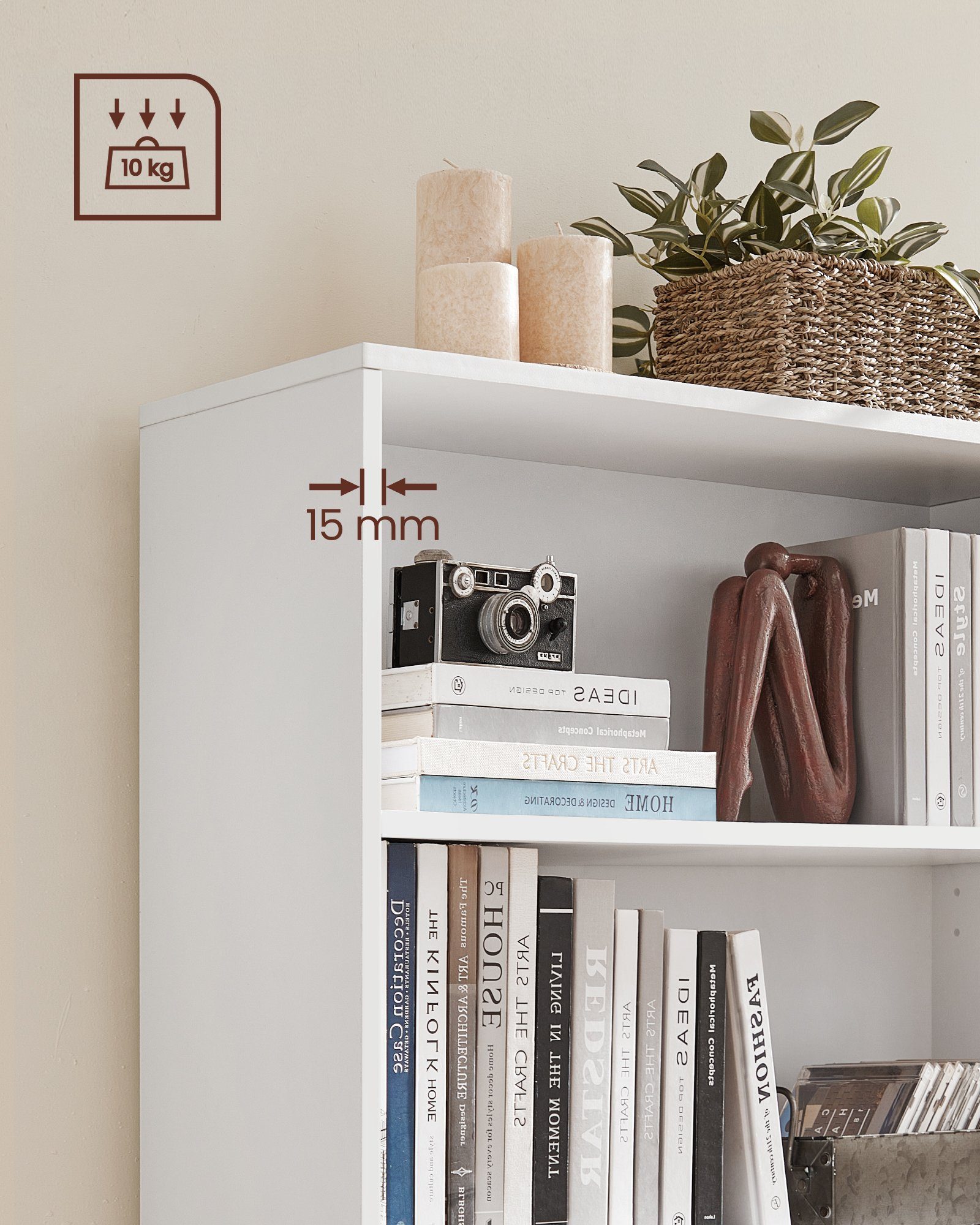 VASAGLE Bücherregal Standregal, Raumteilerregal, Höhe 93-121,5cm
