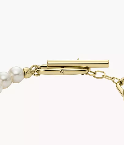 Fossil Gliederarmband Heritage Pearl D-Link Edelstahl goldfarben