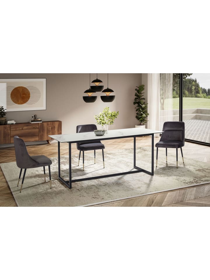 KADIMA DESIGN Esszimmertisch 180x90x76 cm Keramik Glas Esstisch Marmor-Optik, in Weiß günstig kaufen onesize