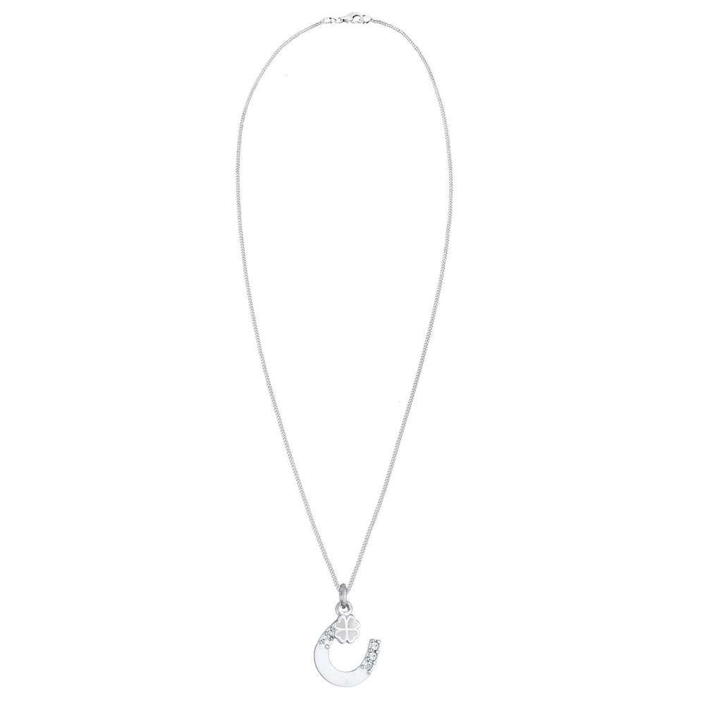 Elli Elli Collier Femmes Pendentif Fer à Cheval Trèfle à Quatre Feuilles avec Cristaux collier