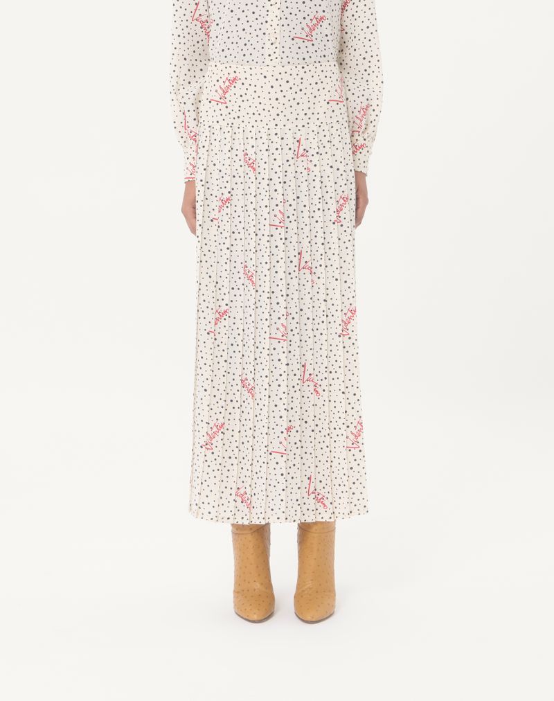 Plusdepois Lang Nederdel med Bobleprint i Crepe De Chine