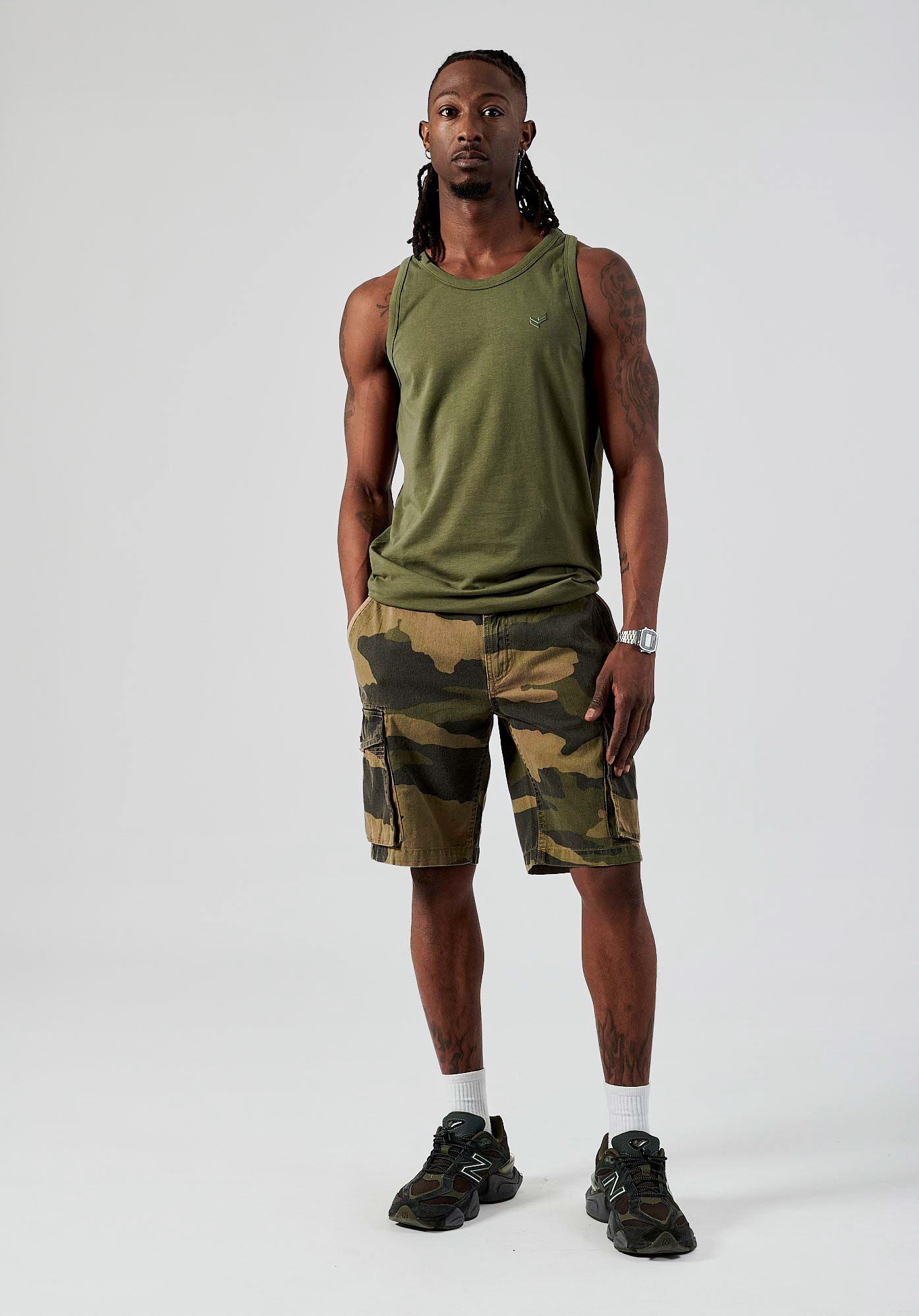 MARCO  Short kaki cargo Homme en 100% coton