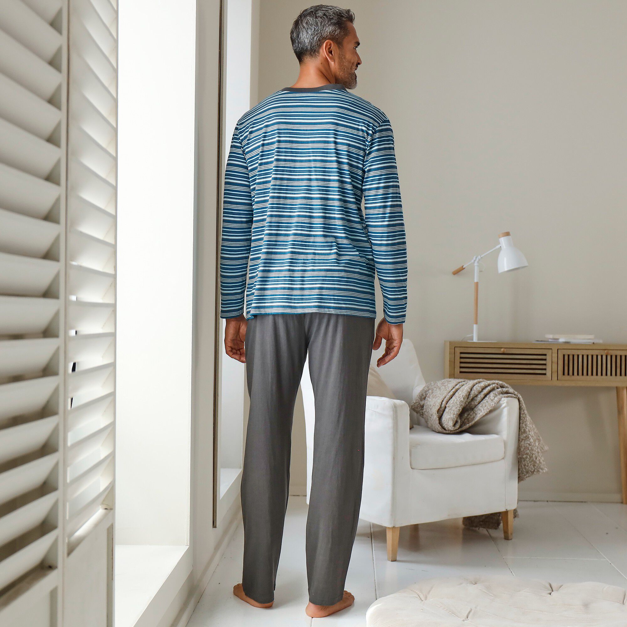 Pyjama rayé col tunisien