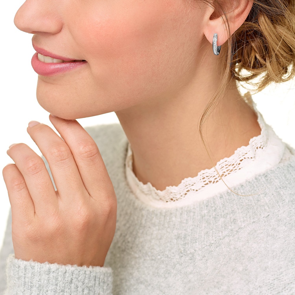 Jette Créoles 925 Argent rhodié Boucles d'oreilles