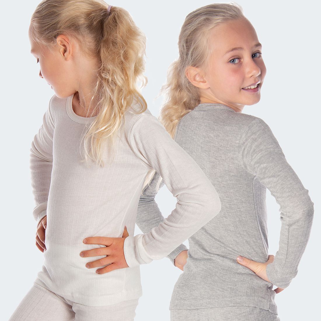 Black Snake Cuddle Creme/Grau 2-Pack Kinder Thermoshirt