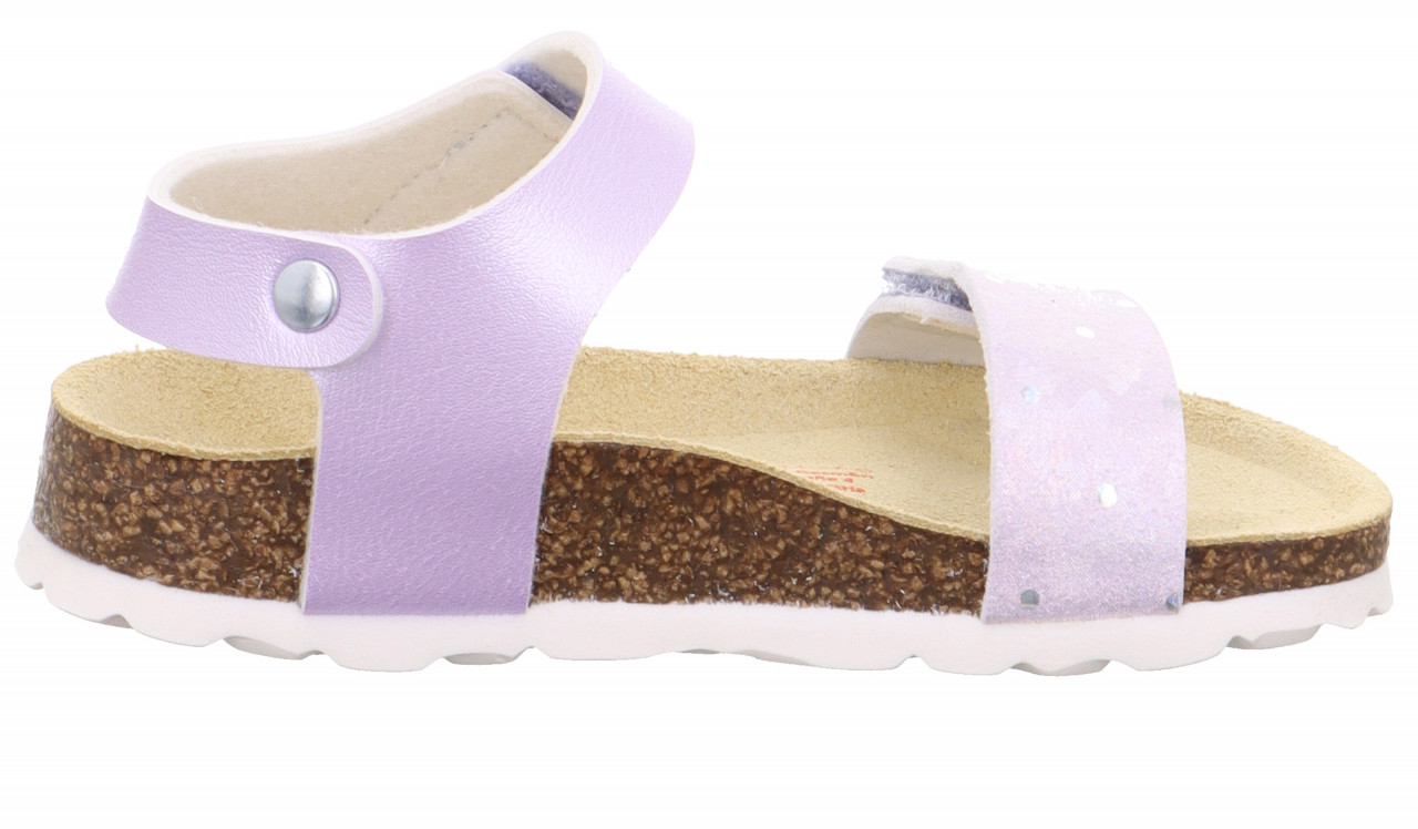 FUSSBETTPANTOFFEL - LilaSandale mit Klettverschluss