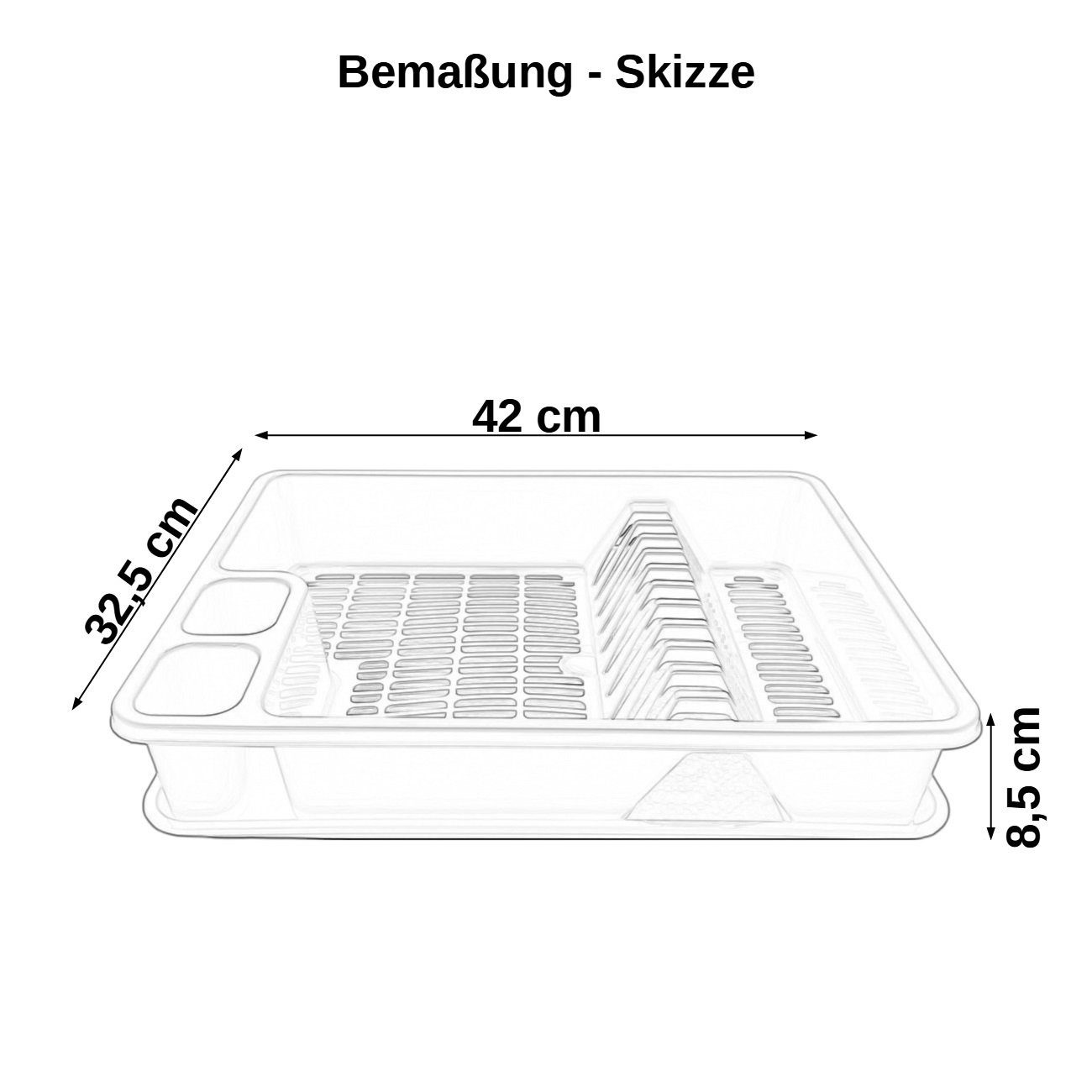 Engelland Geschirrständer Abtropfgestell, Abtropfgitter mit Wanne, für bis zu 11 Teller inkl. Besteck, spülmaschinengeeignet, BPA-frei