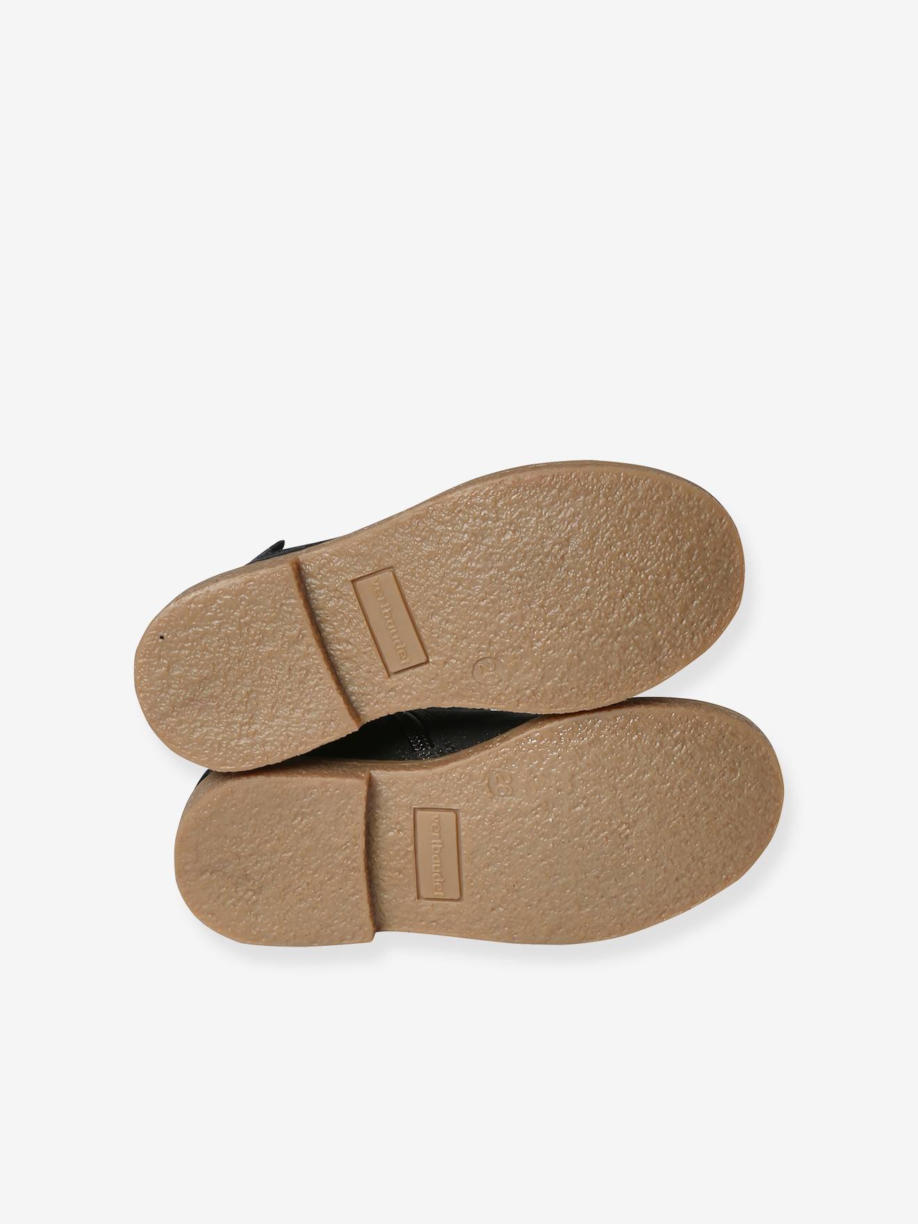 Boots cuir fille zippées et élastiquées marron irisé