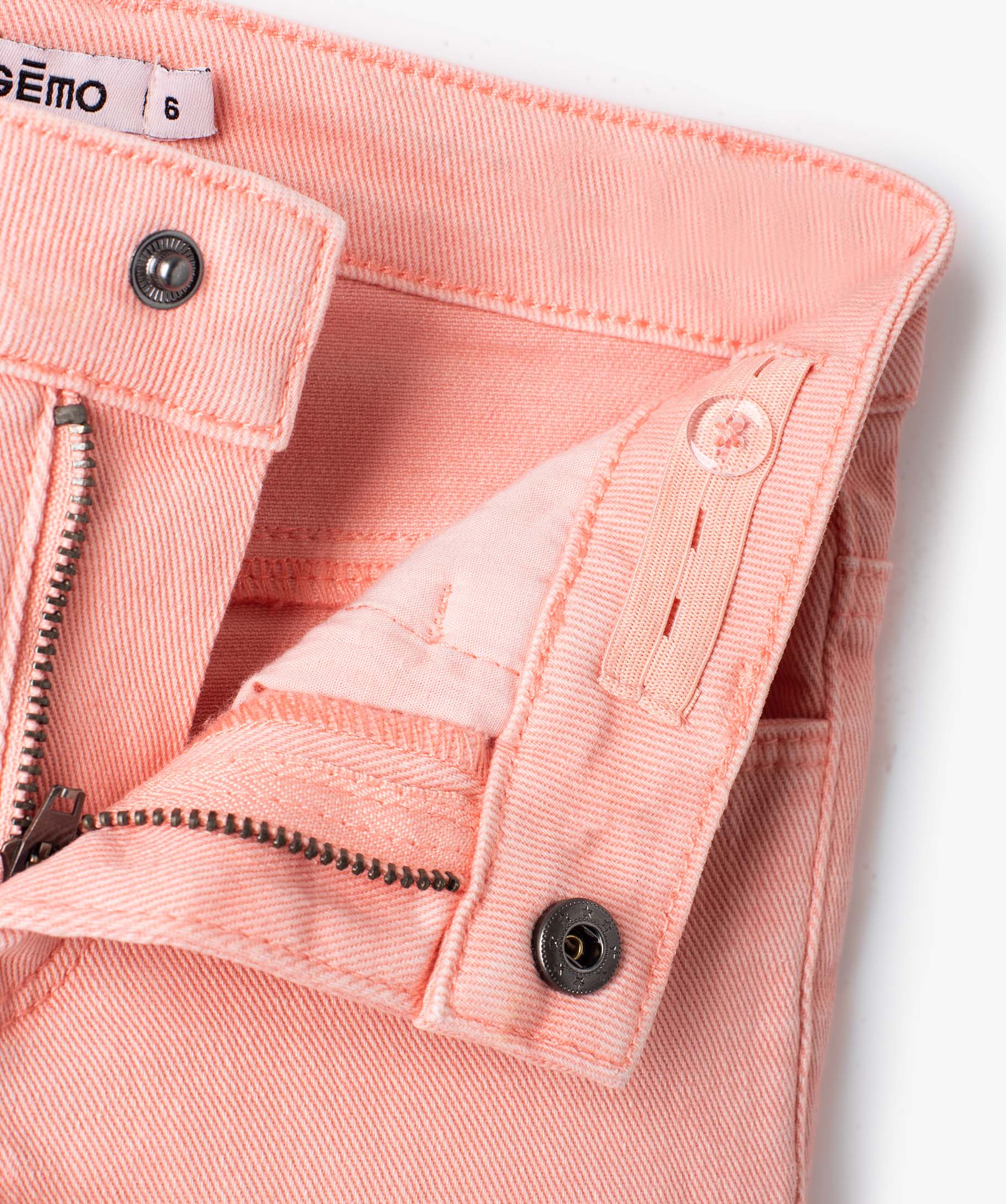 Short fille en jean avec bas à franges rose | GEMO