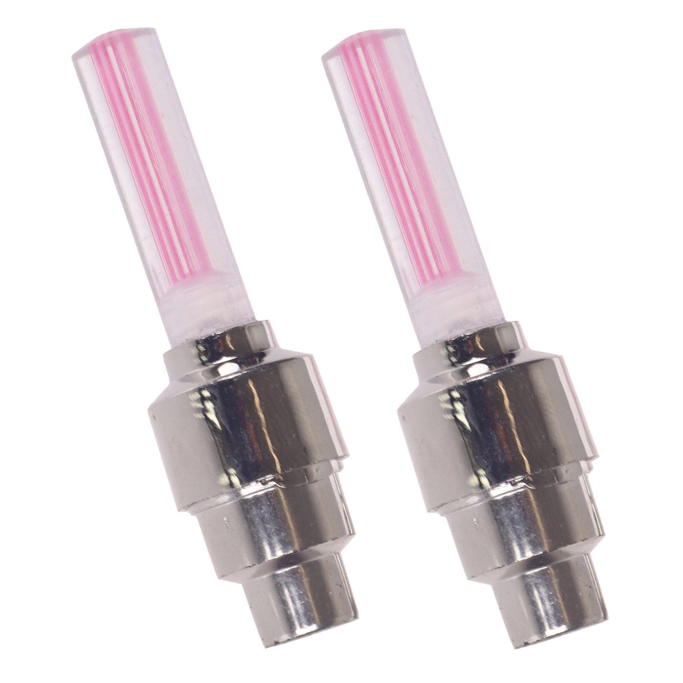 BENSON Fahrradbeleuchtung Fahrradlampe Ventillampe paarweise inkl. batterien Pink Wasserfest