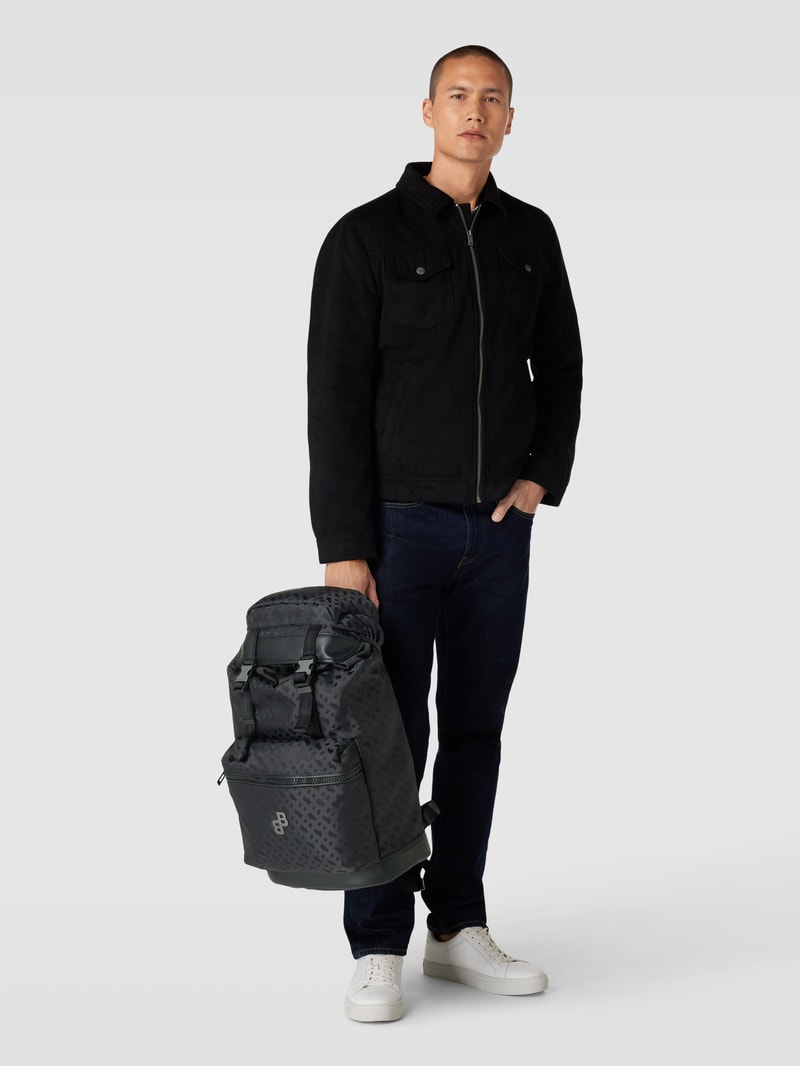 Rucksack mit Allover-Logo Modell 'Bradley' in schwarz