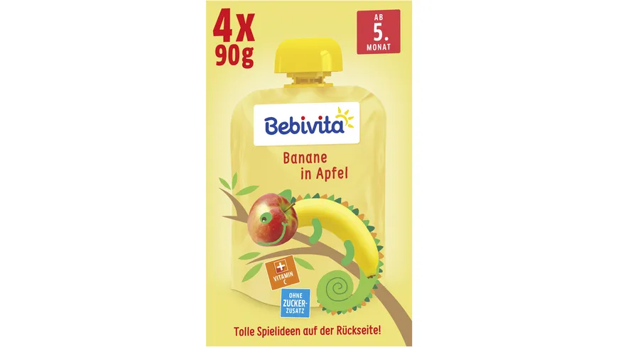 Bebivita Baby Quetschbeutel Banane in Apfel 360 g
