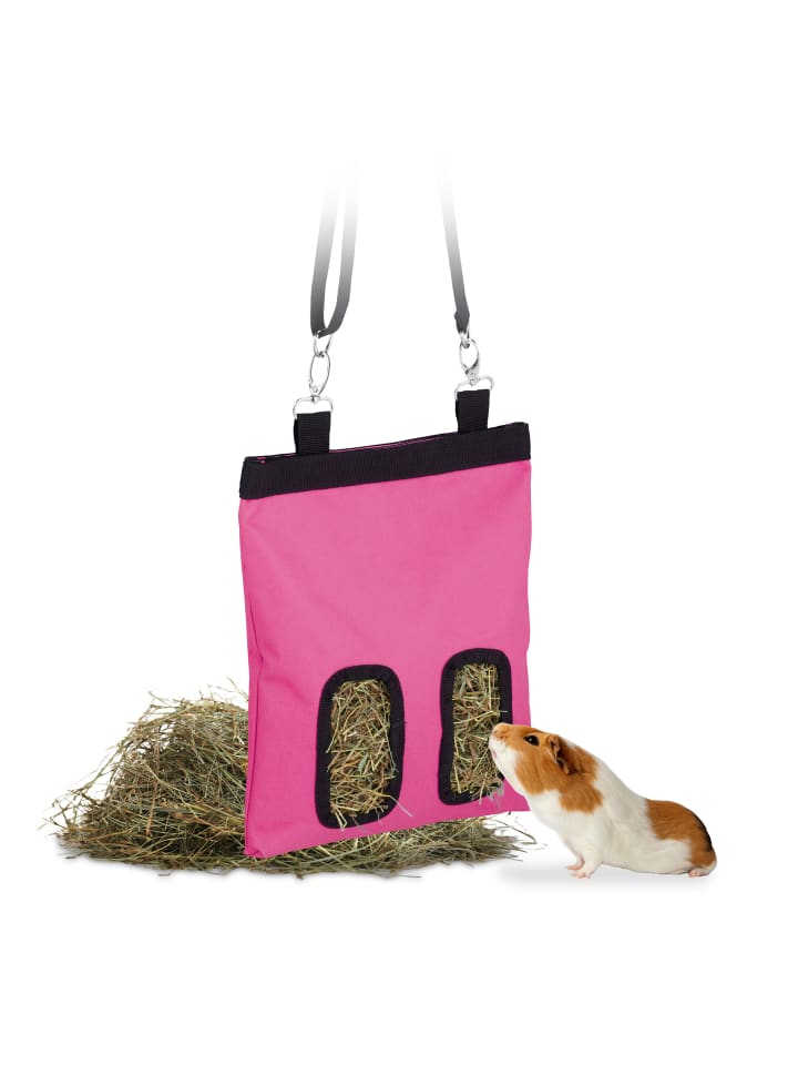 relaxdays Heutasche in Pink/ Schwarz - (B)25 x (H)31 cm günstig kaufen onesize