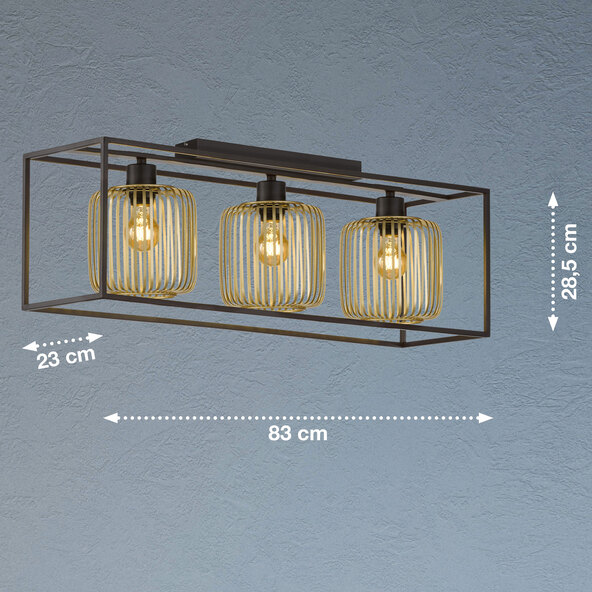Deckenleuchte Caydo E27 Metall/Gold, 3-flammig